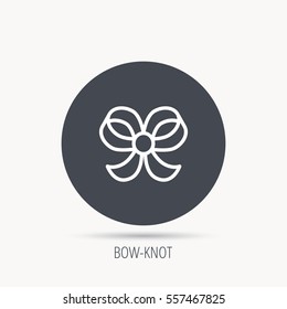 Bow icon. Gift bow-knot sign. Round web button with flat icon. Vector