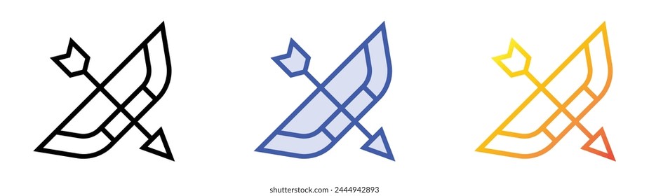 icono de arco. Diseño de estilo de relleno lineal, azul y degradado aislado sobre fondo blanco