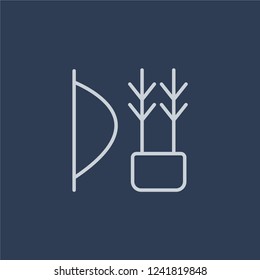 Bow icon. Bow linear design concept from Camping collection. Simple element vector illustration on dark blue background.
