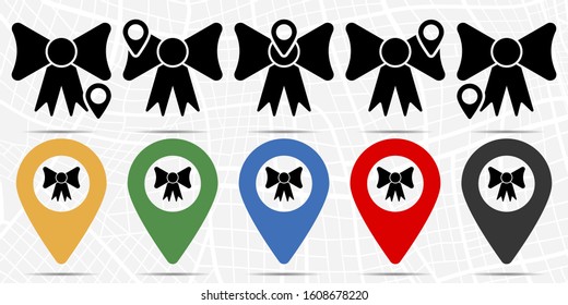 Bow icon in location set. Simple glyph, flat illustration element of christmas theme icons