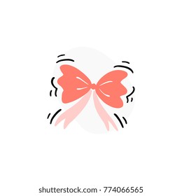 Bow icon, logo, isolated on white background. Spot hand drawn vector illustration.