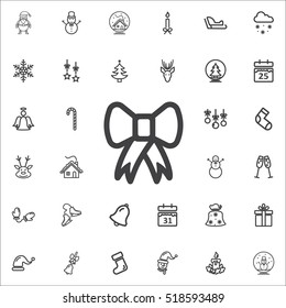 Bow Icon on the white background. New Year set of icons. Christmas holidays