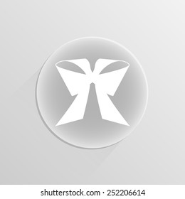 bow icon on a white button with shadow 