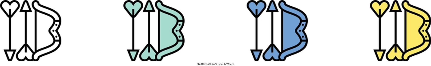 bow icon. Outline, Green, Blue and Yellow Style Design Isolated On White Background