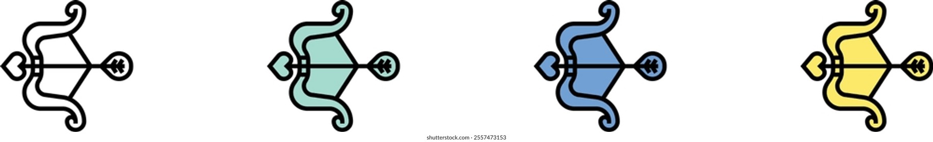 bow icon. Outline, Green, Blue and Yellow Style Design Isolated On White Background