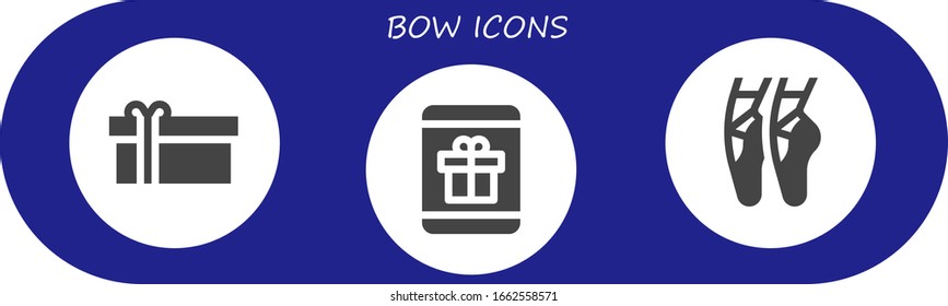 bow icon set. 3 filled bow icons.  Simple modern icons such as: Gift, Ballet