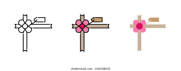 bow icon set isolated on white background for web design