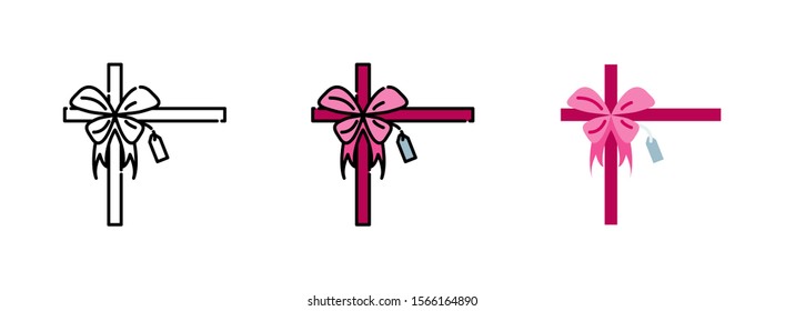 bow icon set isolated on white background for web design