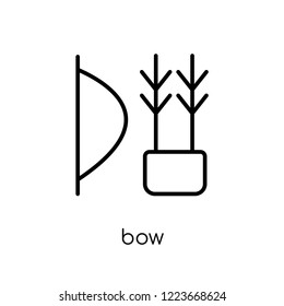 bow icon. Trendy modern flat linear vector bow icon on white background from thin line Camping collection, outline vector illustration