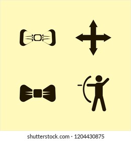 bow icon. bow vector icons set out arrows, archer, white bow tie and black bow tie