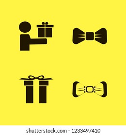 bow icon. bow vector icons set white bow tie, gift, black bow tie and give gift