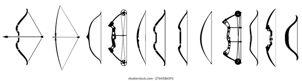 Bow icon vector set. archer illustration sign collection. archery symbol. bowman logo.