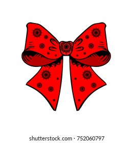 Bow icon for web and mobile application. Vector illustration on a white background. Red bow-tie. Isolated vector art element on white.