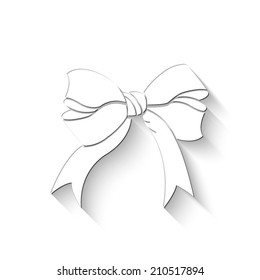 Bow icon - white vector illustration with shadow