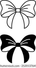 Bow Icons. Black and White Vector Icons. Christmas and Holiday Concept