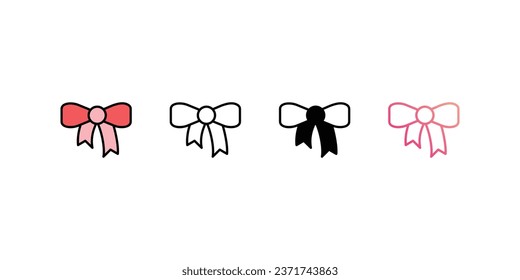 Bow icons, color, line, glyph, gradient, Blue icon, Birthday party icon in five variations stock illustration.