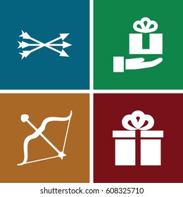 Bow icons set. set of 4 bow filled icons such as gift