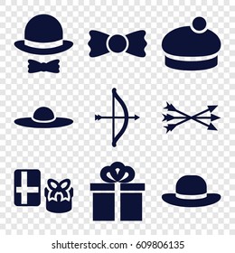 Bow icons set. set of 9 bow filled icons such as woman hat
