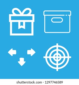 bow icons set with aim, giftbox outline and arrows vector set