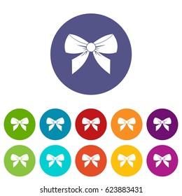 Bow icons set in circle isolated flat vector illustration