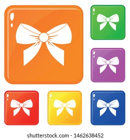 Bow icons set collection vector 6 color isolated on white background