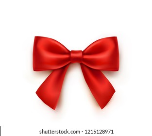 Set Decorative Red Silk Bows Ribbons Stock Vector (Royalty Free) 1614058354
