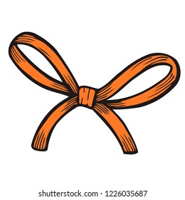 Bow isolated on white background. Vintage engraving stylized color drawing. Vector illustration