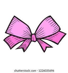 Bow isolated on white background. Vintage engraving stylized color drawing. Vector illustration