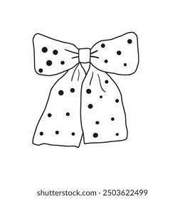 Bow isolated on white background. Vector hand drawn doodle illustration