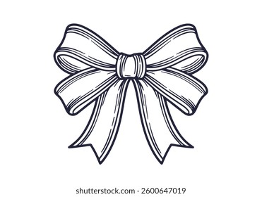Bow isolated on white background. Sketch drawing. Vector illustration.