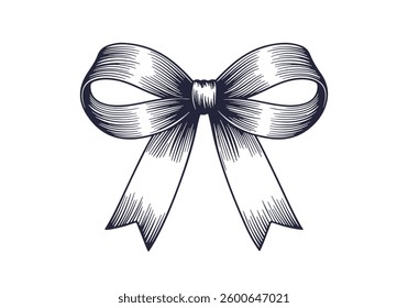 Bow isolated on white background. Pen and ink drawing. Vector illustration.
