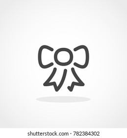 Bow. Isolated vector icon, sign, emblem, pictogram. Flat style for design, web, logo or UI. Eps10
