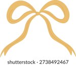 Bow knot with long trailing ribbon tails and subtle stitch detail on a clean background. Symbol of gift, celebration, elegance, and decoration for packaging and event. Cartoon vector illustration.
