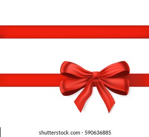 Bow knot with red ribbon isolated on white. Decorative design element for celebrations greetings, invitations. vector