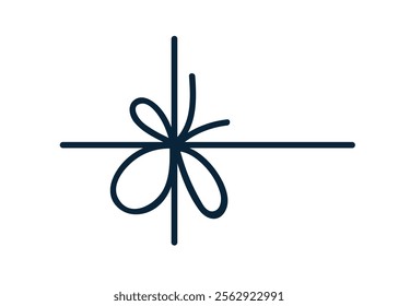 Bow knot from string ribbon. Decorative adornment, decor for gifts and presents. Cord, rope tying with festive loops. Lace, twine decoration. Vector illustration isolated on white background