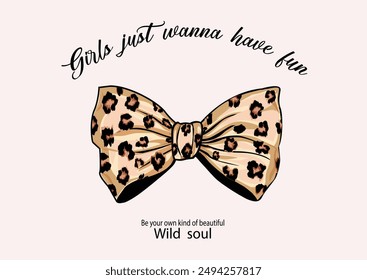 bow leopard vector design hand drawn vector