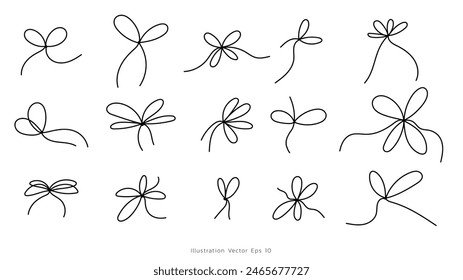 Bow line art style  ,Hand drawn design elements , Flat Modern design, isolated on white background, illustration vector EPS 10