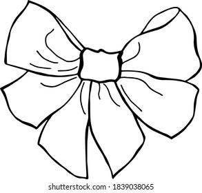 Bow. Arte de línea. Fondo blanco, aislamiento. Ilustración bursátil.