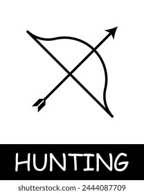 Bow line icon. Arrow, string, hunting, game, fishing, prey, forest, shot, hunting season, animal. Vector line icon for business and advertising