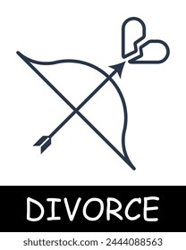 Bow line icon. Cupid, divorce, marriage, court, husband, wife, quarrel, family. Black icons on a white background. Vector line icon for business and advertising