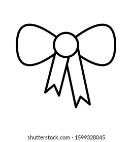 Bow Line Icon Vector Illustration Isolated on White Background. Use for Xmas, Decoration, Greeting Card Etc.