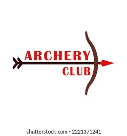 Bow and long arrow. Archery logo. Vector illustration.