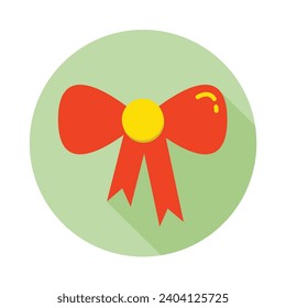 Bow Long Shadows Icon Vector Illustration Isolated on Transparent Background. Use for Xmas, Decoration, Greeting Card Etc.