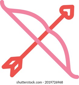 Bow with love arrow, illustration, vector on a white background.