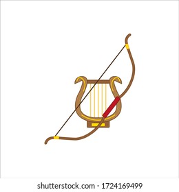 bow and lyre mythology apollo god of Olympus, illustration for web and mobile design.