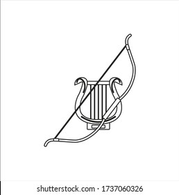 bow and lyre mythology apollo god of Olympus, illustration for web and mobile design.