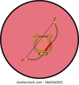 bow and lyre mythology apollo god of Olympus, illustration for web and mobile design.
