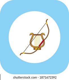 bow and lyre mythology apollo god of Olympus, illustration for web and mobile design.
