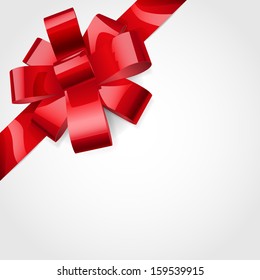 Bow made of shiny red ribbon. Decoration for a gift.