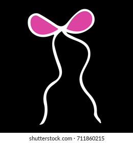 Bow on background vector illustration. Doodle style. Design icon, print, logo, poster, symbol, decor, textile, paper, card. 
